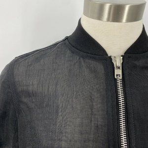 Rick Owens Black Mesh Bomber Women 42 IT 8 US Tulle Transparent
